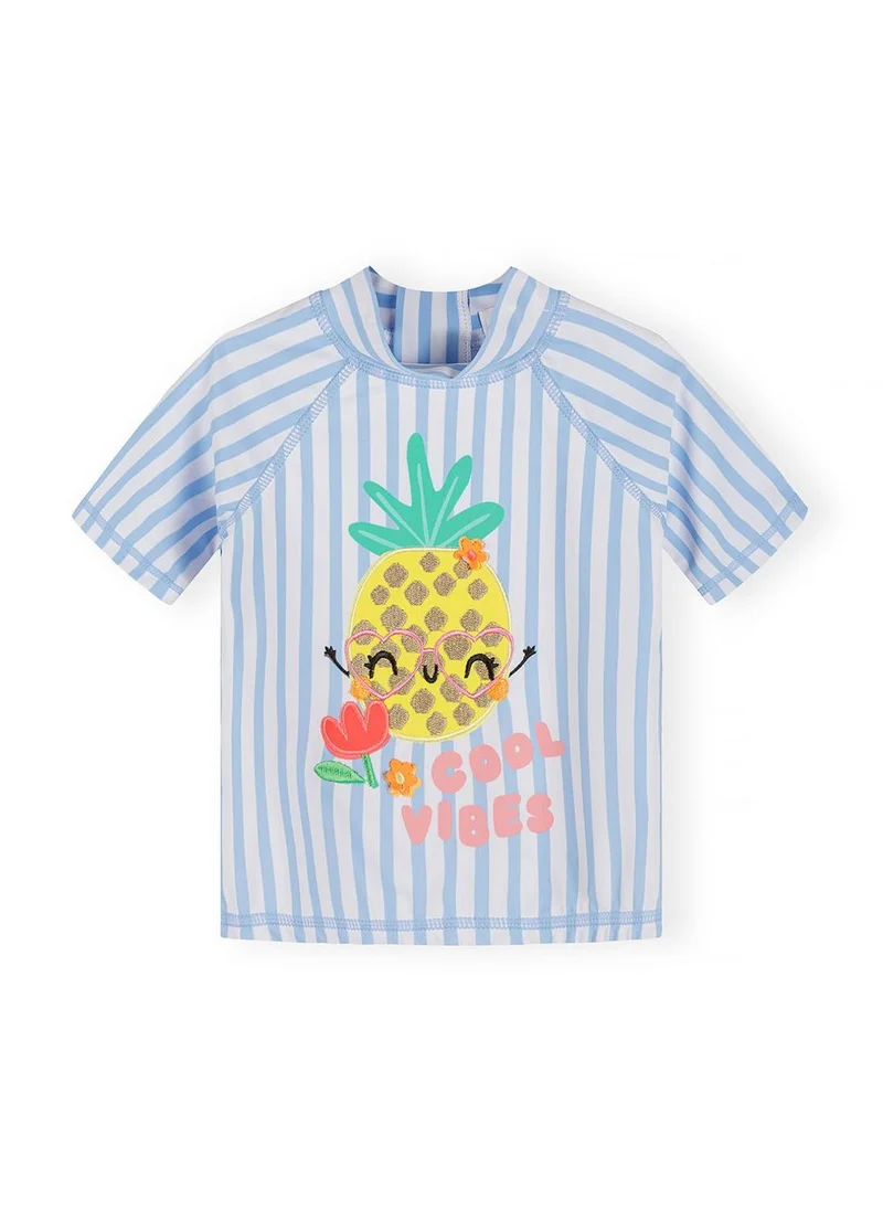 مينوتي Girls rash vest set blue and white stripes